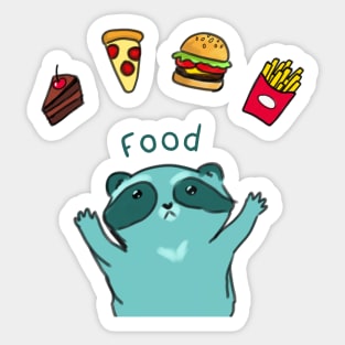 Raccoon loves food Sticker